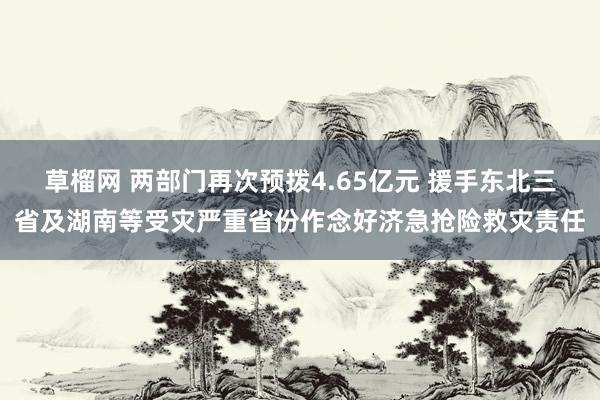 草榴网 两部门再次预拨4.65亿元 援手东北三省及湖南等受灾严重省份作念好济急抢险救灾责任