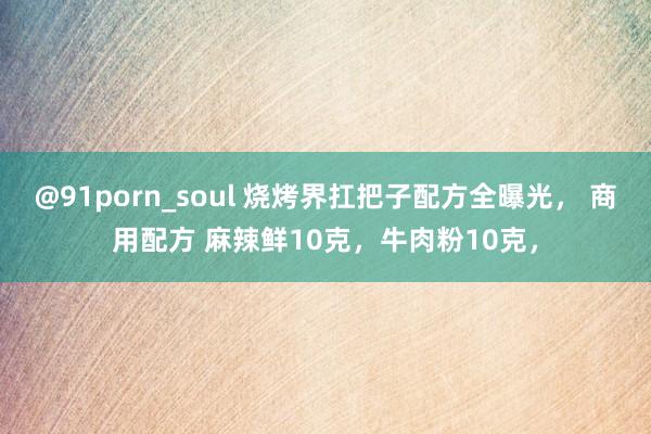 @91porn_soul 烧烤界扛把子配方全曝光， 商用配方 麻辣鲜10克，牛肉粉10克，