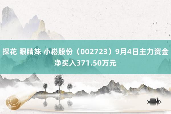 探花 眼睛妹 小崧股份（002723）9月4日主力资金净买入371.50万元