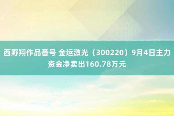 西野翔作品番号 金运激光（300220）9月4日主力资金净卖出160.78万元