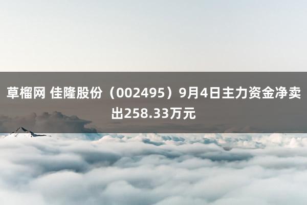 草榴网 佳隆股份（002495）9月4日主力资金净卖出258.33万元