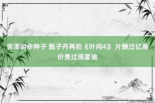 吉泽明步种子 甄子丹再拍《叶问4》 片酬过亿身价贵过周星驰