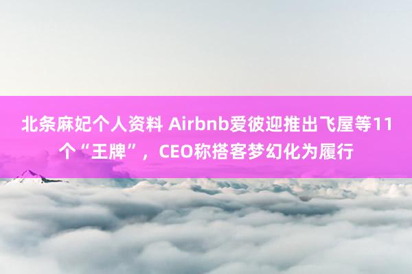 北条麻妃个人资料 Airbnb爱彼迎推出飞屋等11个“王牌”，CEO称搭客梦幻化为履行