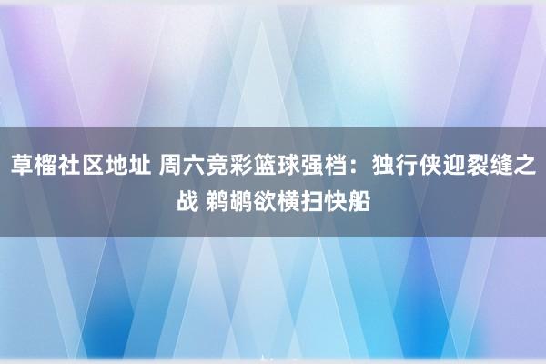 草榴社区地址 周六竞彩篮球强档：独行侠迎裂缝之战 鹈鹕欲横扫快船