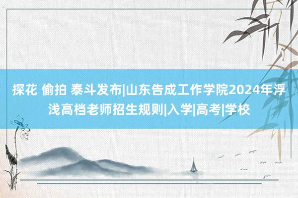 探花 偷拍 泰斗发布|山东告成工作学院2024年浮浅高档老师招生规则|入学|高考|学校